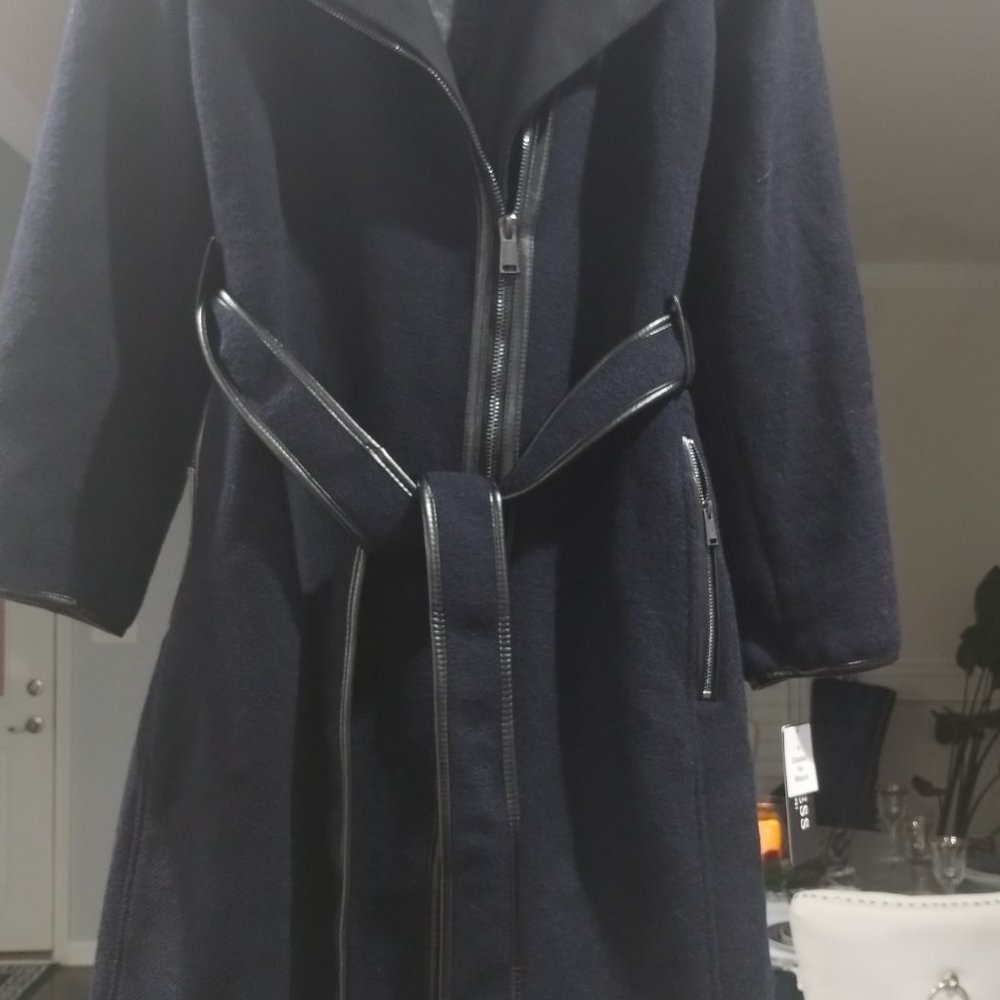 Guess Navy Wool Asymmetric Coat
